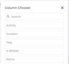 Choose the columns for your time tracking view